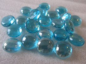 Turquoise Blue Aquarium Glass Flat Pebbles