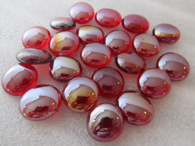 Reflective Aquarium Red Glass Flat Beads